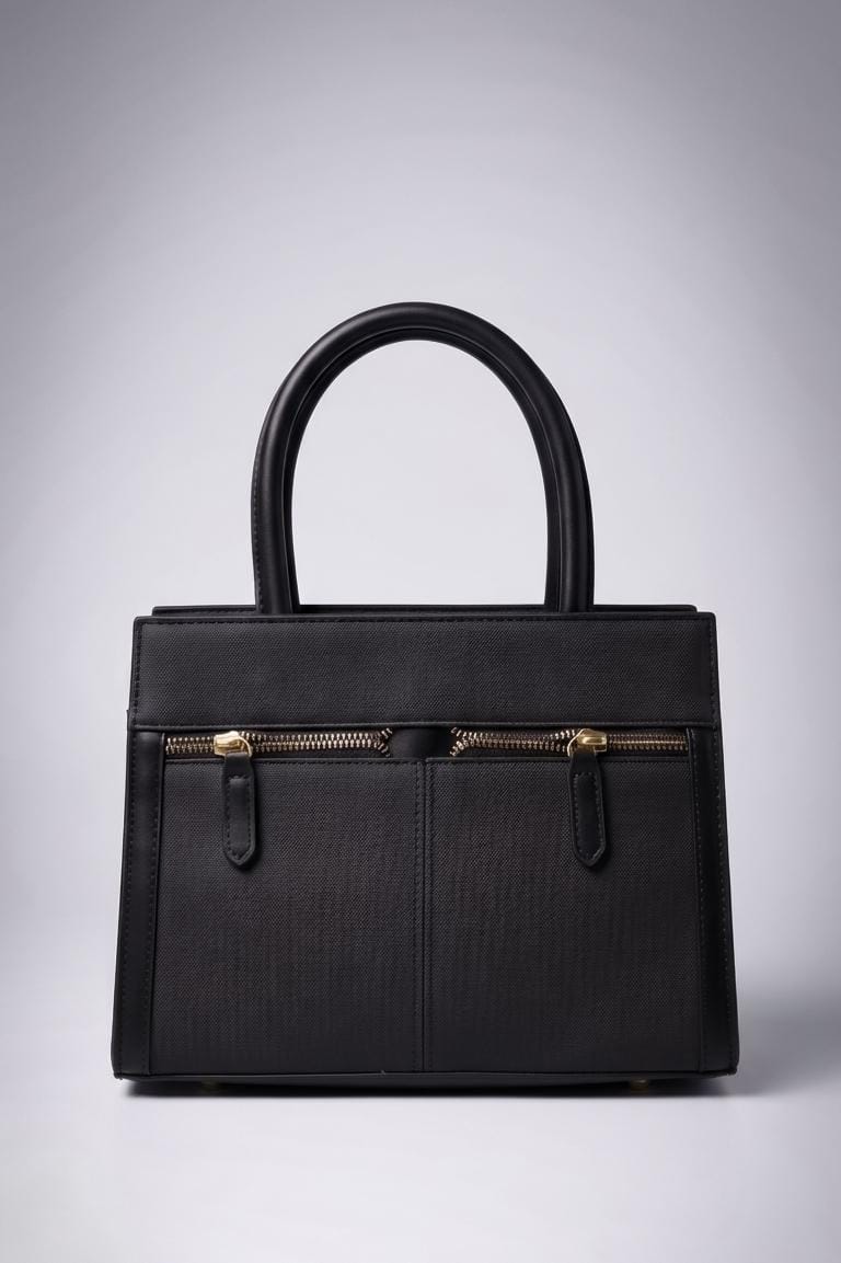 Structured Double-Zip Pocket Handbag