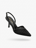 Beaded Mesh Slingback Pumps
