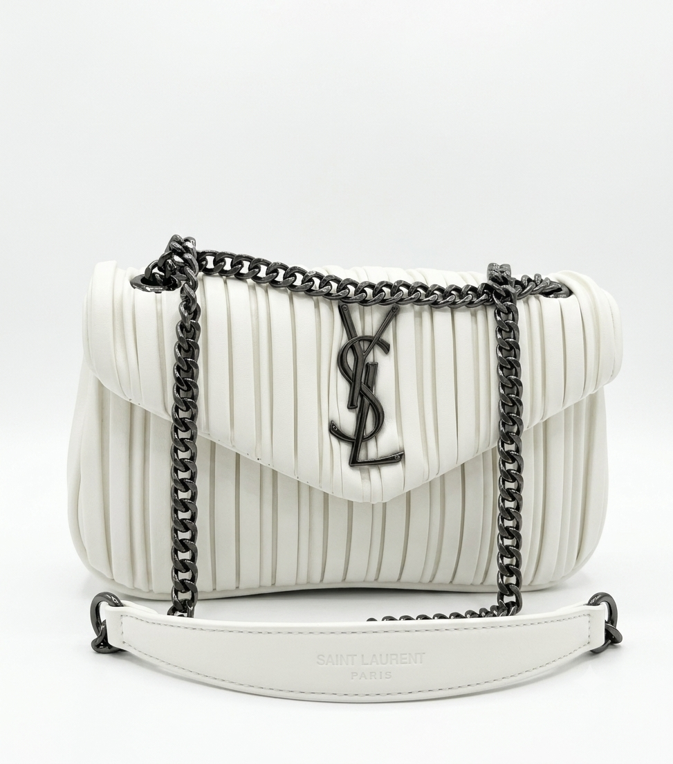 Saint Laurent (YSL) Victoire Baby Pleated Leather Flap Bag