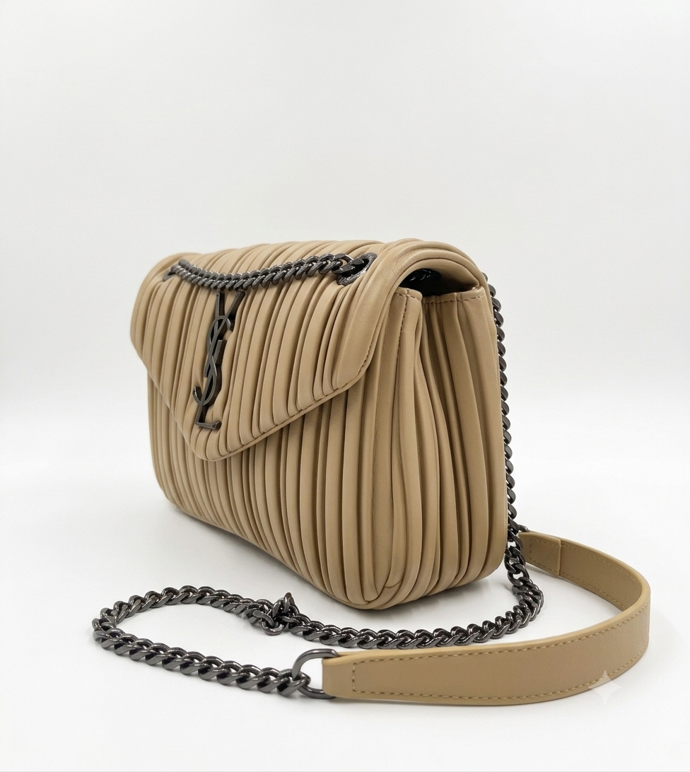 Saint Laurent (YSL) Victoire Baby Pleated Leather Flap Bag