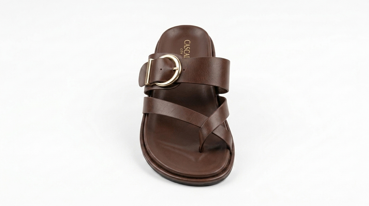 Cascade Buckle Leather Slides