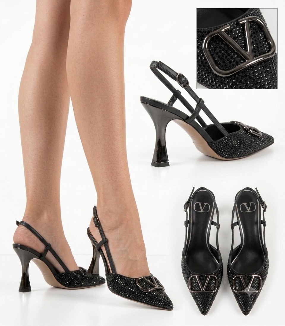 Aura Crystal Slingback Pumps Heels