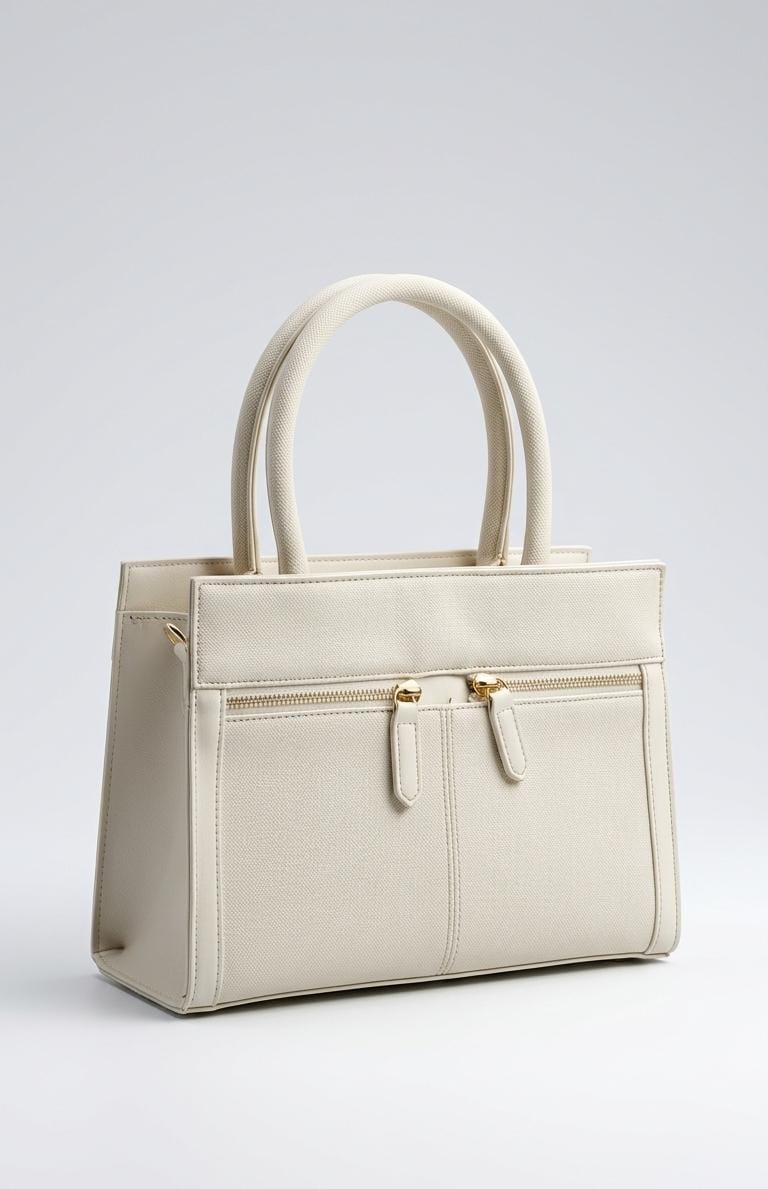 Structured Double-Zip Pocket Handbag