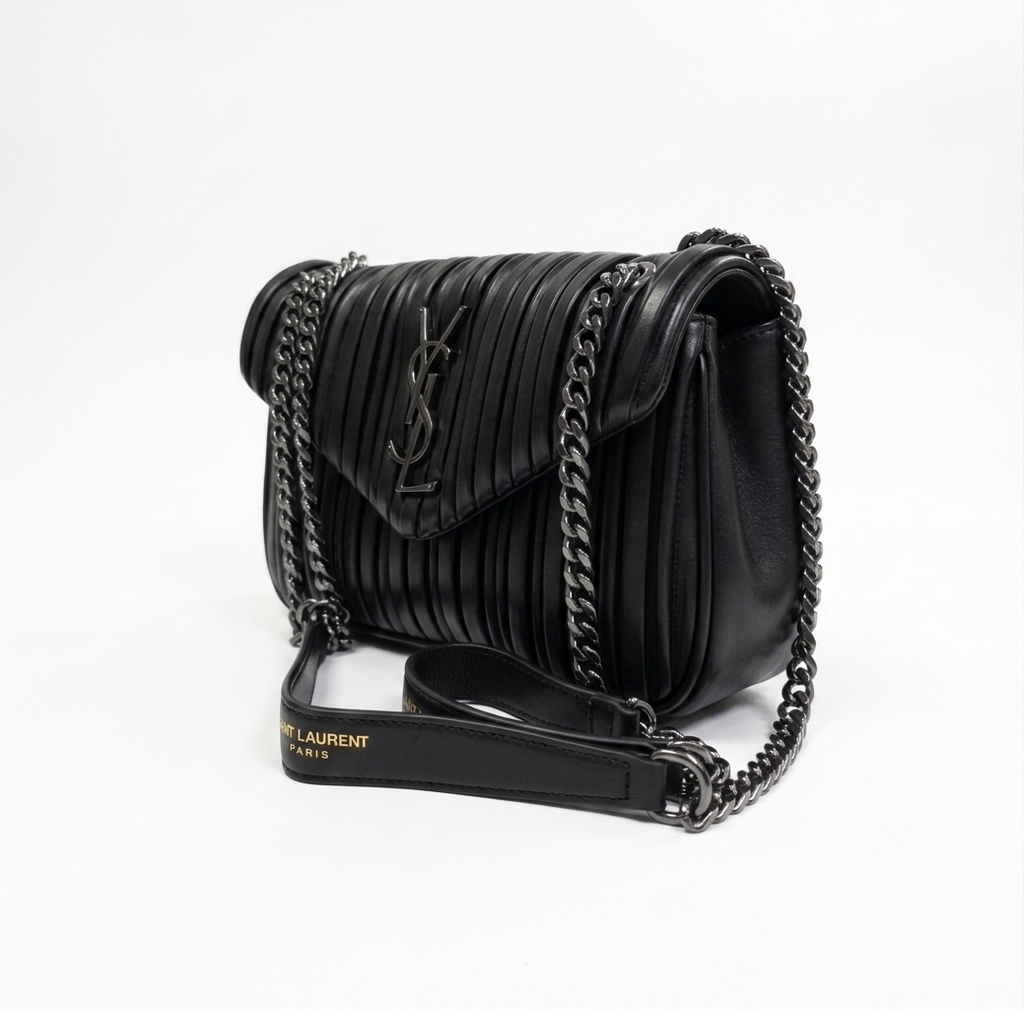Saint Laurent (YSL) Victoire Baby Pleated Leather Flap Bag