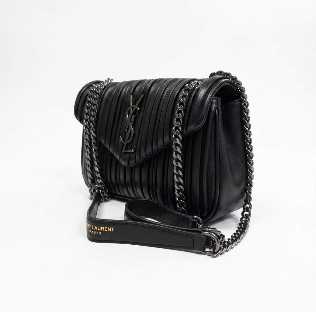 Saint Laurent (YSL) Victoire Baby Pleated Leather Flap Bag