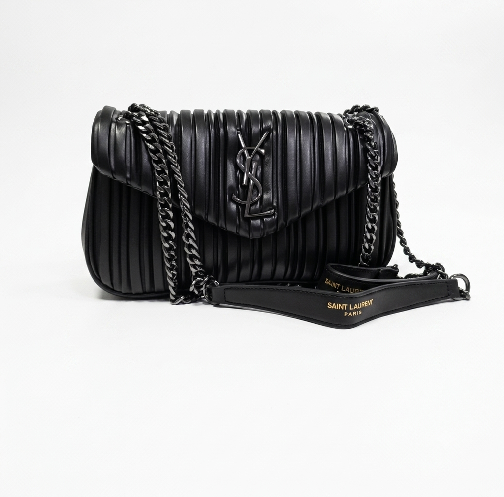 Saint Laurent (YSL) Victoire Baby Pleated Leather Flap Bag