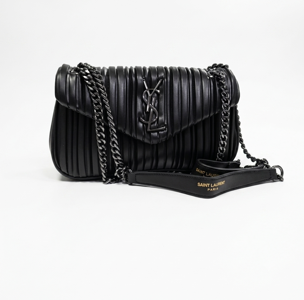 Saint Laurent (YSL) Victoire Baby Pleated Leather Flap Bag