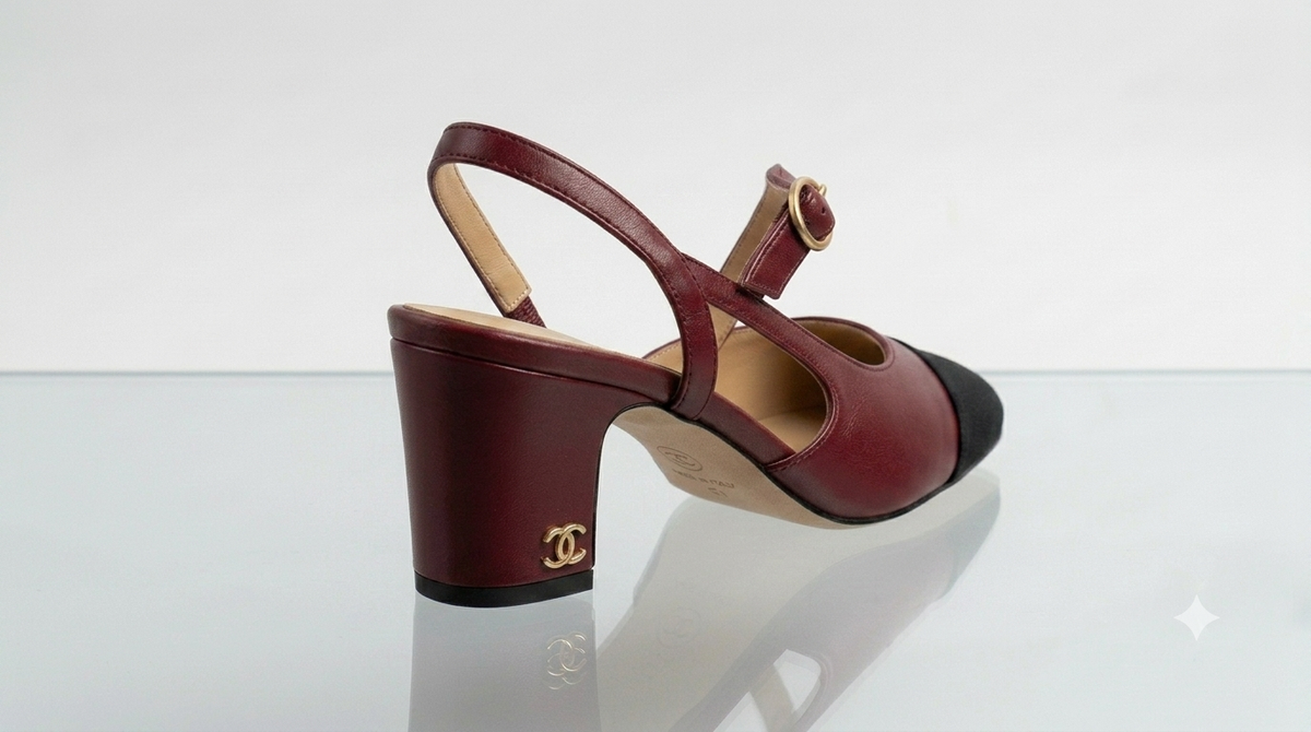 Burgundy Cap-Toe Slingback Heel