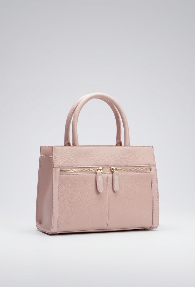 Structured Double-Zip Pocket Handbag