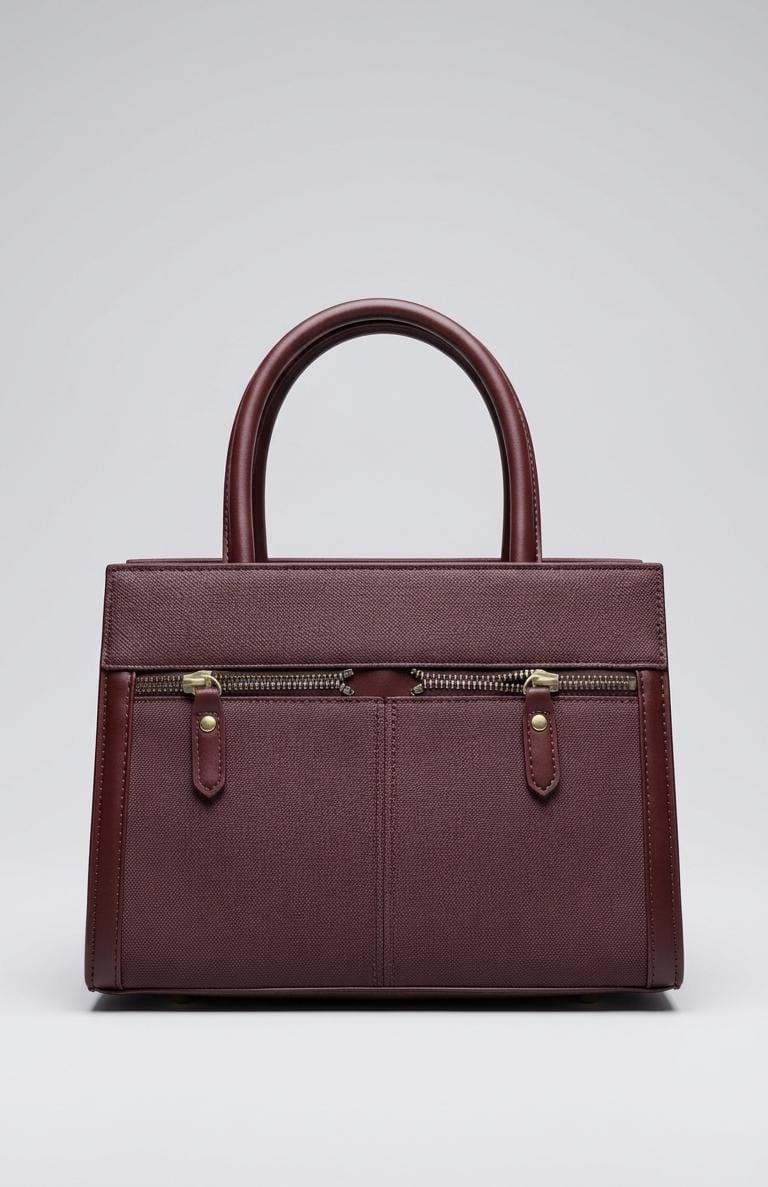 Structured Double-Zip Pocket Handbag