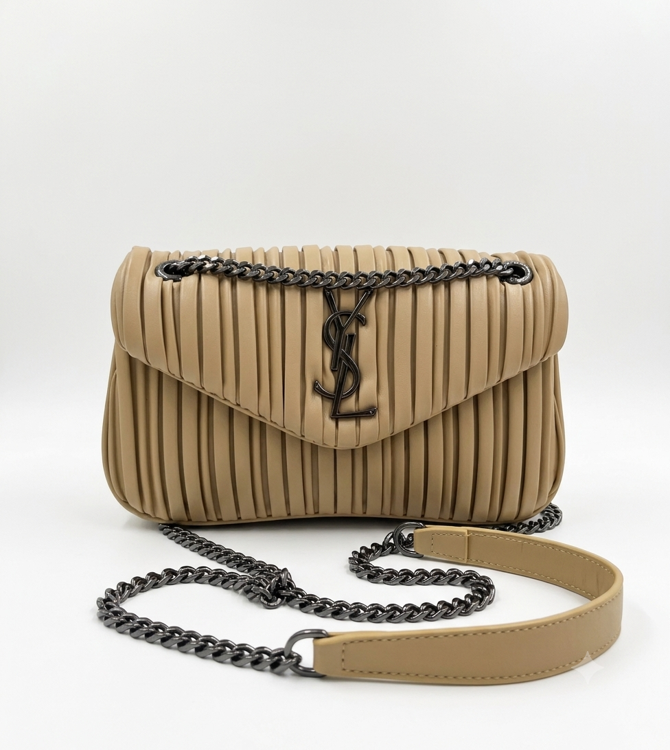 Saint Laurent (YSL) Victoire Baby Pleated Leather Flap Bag