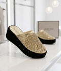 Sparkling Studded Wedge Clogs